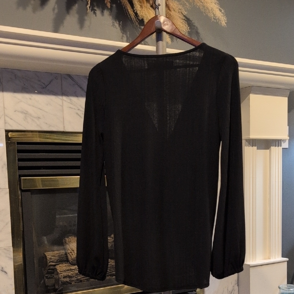 Free People Beach Chic Black Ruched Women's Blouse - Picture 6 of 6